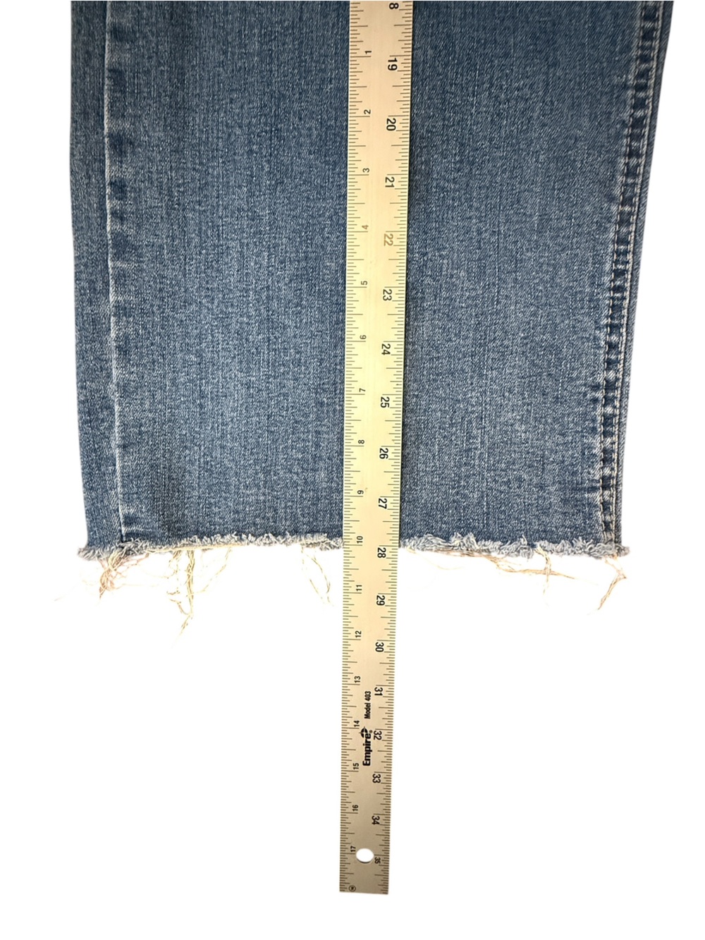 OAT New York Wide Leg Jeans Women’s Size 4/27 Medium Wash Raw Hem Patch Pocket - Picture 11 of 12